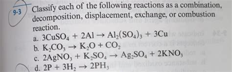 More specifically, how they are put together, how they dissassemble, and ways to rearrange them. Types Of Chemical Reactions Classify Each Of These ...