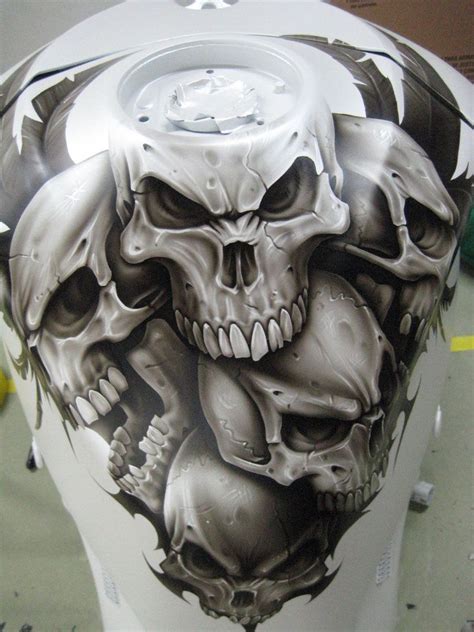 My pen and ink drawing over some airbrush. skull gixxer tank by Jonny5nLala on DeviantArt | Airbrush ...