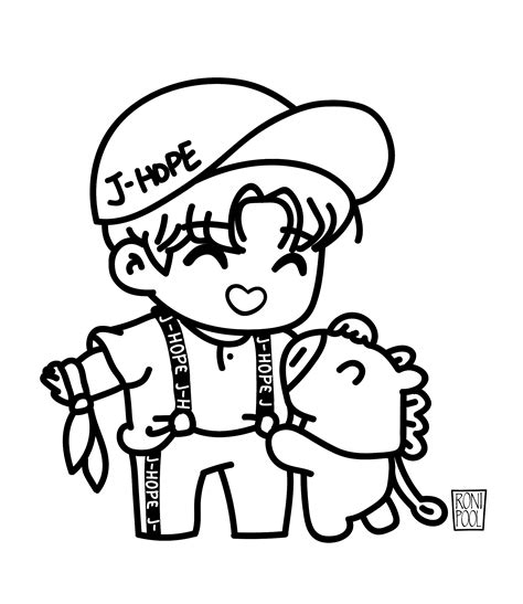 Free printable funny chibi bts coloring page. BTS Fanart BT21 Hoseok / Jhope and Mang - Chibi speed ...