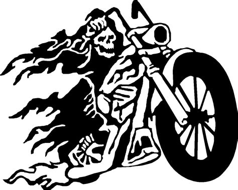 The harley davidson tattoo is one that many biker enthusiasts will get inked on their body. flaming skeleton biker riding motorcycle vinyl decal sticker