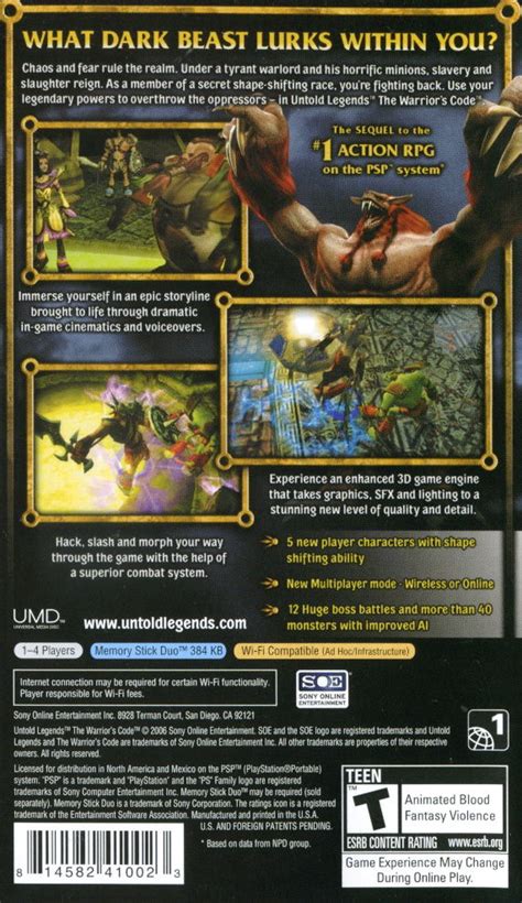 If you're a heavy user of wizards and orcs, you'll have probably played something very similar only last week. Untold Legends: The Warrior's Code (2006) PSP box cover art - MobyGames