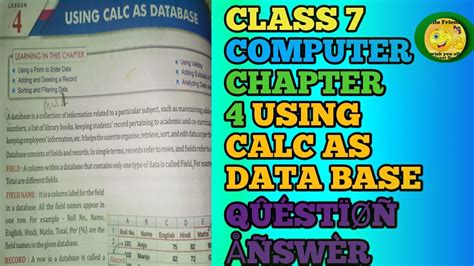 Icse class 7 computer textbook solutions. Class 7 Computer Chapter 4 Using Clac As Database question ...