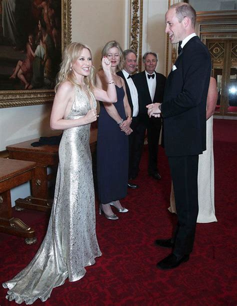 Kylie minogue previously performed for queen elizabeth on her 92nd birthday in april, and on thursday night, minogue was back at buckingham palace chatting it up with prince william during a reception for the royal marsden nhs foundation trust, according to the daily mail. Kylie shakes hands with Prince William | Kylie minogue ...
