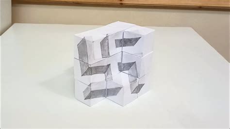 You draw a square/rectangle at the top then a 1 at the bottom and then join them together. 3D Swastika on paper boxes - Anamorphic Drawing - Optical ...