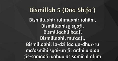 Ikhtiar untuk mengobati penyakit yang diderita setelah sebelumnya memasrahkan semuanya hanya kepada_nya. Khasiat Bismillah 5, Pendinding & Ayat Penyembuh Syifa ...