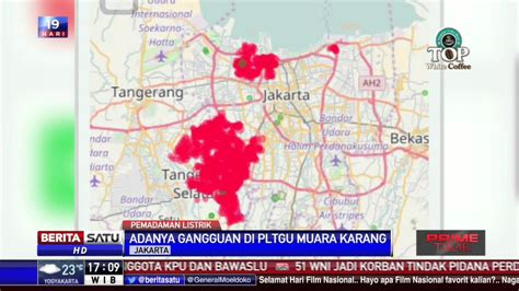 Listrik yang padam diketahui hampir merata diseluruh wilayah jakarta bahkan listrik yang padam juga terjadi di wilayah penyanggah seperti depok dan bekasi. Gangguan di PLTGU Muara Karang, Sejumlah Wilayah DKI Alami Pemadaman Listrik - YouTube