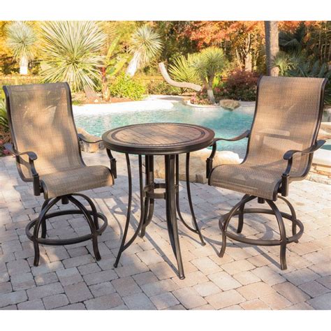 Bar height table and chairs 3 piece. Hanover Monaco Aluminum 3 Piece Round Counter Height Patio ...