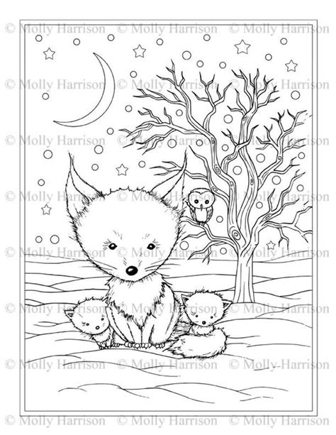Maybe you would like to learn more about one of these? Fluffy Winter Fox Family coloring page - Printable Instant ...