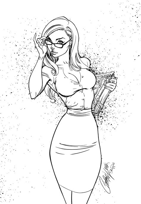 Dirty erotic coloring pages for adults. Alice (The Librarian) - Inks by J-Skipper on DeviantArt