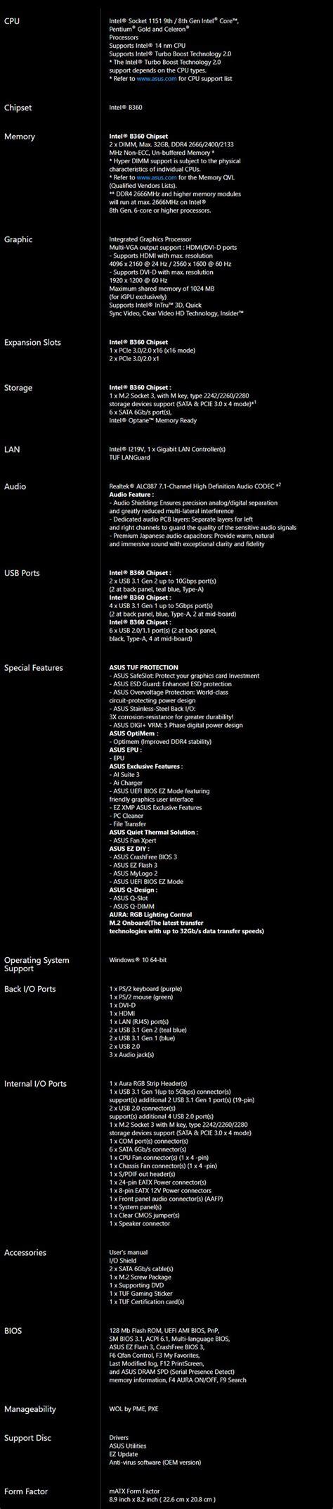 Wont recognise any usb keyboard to enter bios (had to find an old ps2 one). ASUS TUF B360M-E GAMING Intel Motherboard - Best Deal - South Africa