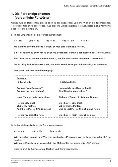 Personalpronomen gehören zur wortart der pronomen. Personalpronomen Englisch Klasse 5 Arbeitsblätter ...
