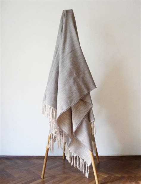 Shop for more throw blankets available online at walmart.ca. Grey woven wrap blanket Queen Linen Cotton herringbone ...