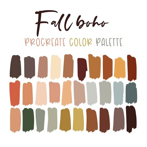 Fall Boho Color Palette // Procreate Color Palette // Color Palette Download in 2021 | Fall ...
