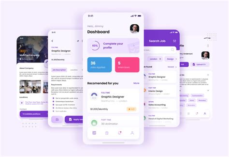 Figma library with dashboard templates based on reusable desktop app patterns carefully handpicked from the most popular products. Job Portal iOS App Design UI Figma & PSD Template in UX ...