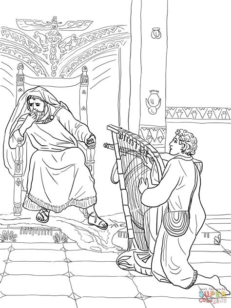 Here is a magnificent coloring sheet of king saul, the first king of israel. Resultado de imagen para david tocando el arpa para ...