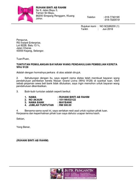 Come for the burgers, stay for the tweets. Contoh Surat Rasmi Refund Duit