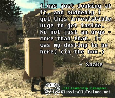 Over the course of many years and multiple instalments, with an ensemble of dozens of memorable characters, metal gear has delivered some truly excellent quotes that have stuck with us to this day. Video Game Quotes: Metal Gear Solid on Destiny