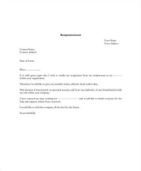 Because there are different reasons for leaving or resigning from your employment, there are also different types of resignation letter samples to accommodate different. 1 Month Notice Resignation Letter Sample 1 Unexpected Ways ...