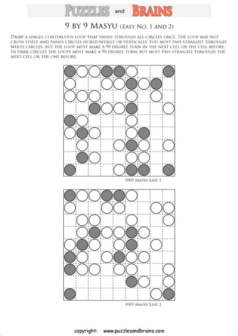 See our logic grid puzzles list. Printable easier 6 by 6 Masyu Circle Japanese logic ...