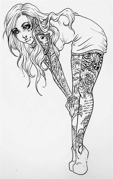 Cute coloring pages coloring pages for girls animal coloring pages printable coloring pages coloring books tumblr coloring pages tumblr outline drawings girl outlines girl drawing sketches. Pin Up Girl In Martini Glass Tattoo Stencil By Seb