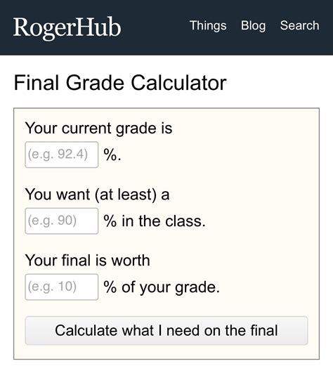 Your grade point average (gpa) is calculated by dividing the total amount of grade points earned by the total amount of credit hours. RogerHub - Final Grade Calculator in 2020 | Final grade, Final grade calculator, Grade