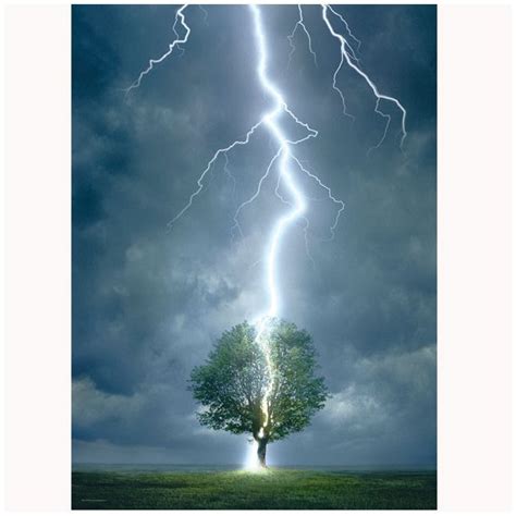 A lightning strike (direct hit by lightning). Lyn nedslag plakat - Plakater - Penesco Trading