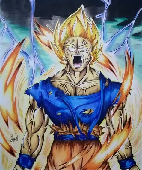 How to draw goku from dragonball z. Gokú Super Sayajin in 2020 | Anime, Art