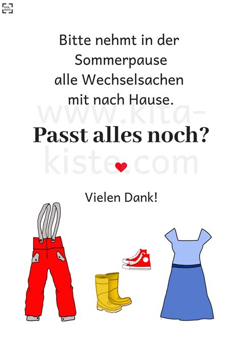 Das soll es gerade jüngeren kindern leichter. Wechselsachen (Sommerpause) | Kindergartenbeginn, Kita ...