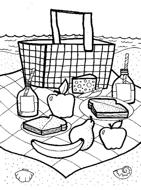 This below coloring sheet meassure is around 600 pixel x 428 pixel with approximate file size for around 89.05 kilobytes. Picnic Basket Coloring Page (com imagens) | Tema, Desenhos ...