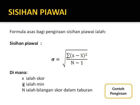 Banyak formula nak kena ingat. Formula Kira Sisihan Piawai / Hal ini kita boleh ...