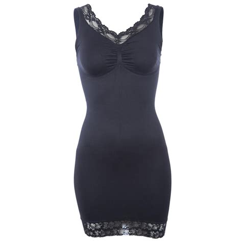 Invisible sous la tenue (sans culotte gainante en microfibre satinée avec plastron renforcé au niveau du ventre pour un meilleur. Robe gainante noire Vercella Vita - Lemon Curve
