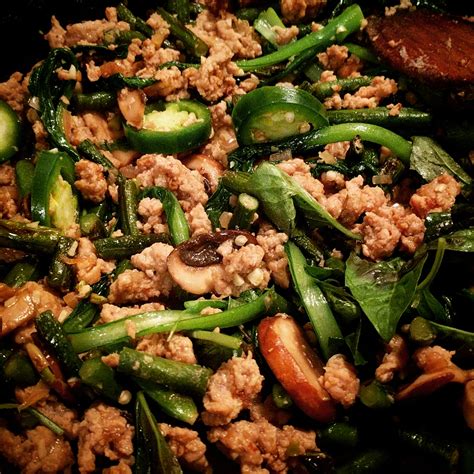 This dish is so good because of the thai basil, which gives it a peppery kick. quarterwater foods: Gai Gra Prao (Thai Basil Chicken)
