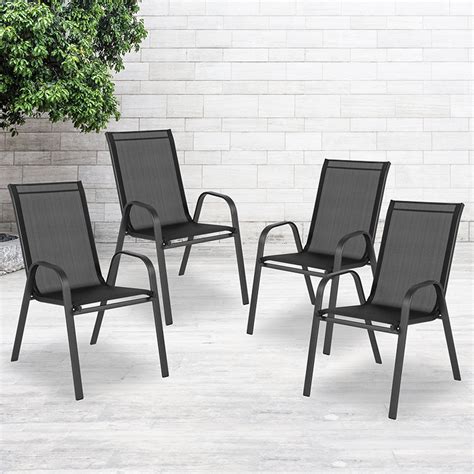 Shop with confidence on ebay! 4 Pack Black Outdoor Stack Chair with Flex Comfort ...