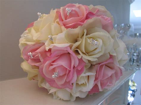 Hey guys, welcome back to bouquets by nicole this is a diy real touch brooch bouquet kit for you to create your own wedding bouquet. Real Touch Bridal Bouquet - Pink And Ivory Roses With ...