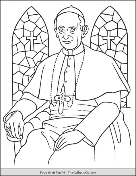 Free printable and online coloring pages for kids for classroom & personal use. Pope Saint Paul VI Coloring Page Born September 26th 1897 ...