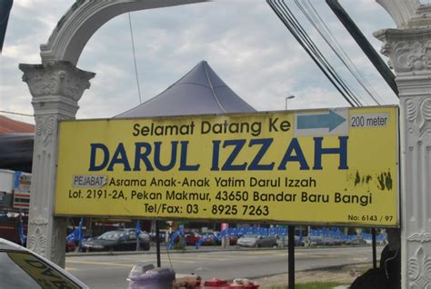 Ianya berdekatan dengan kawasan rumah, malangnya ketika lawatan yang dilakukan, anak2 yatim yang terdapat di asrama tersebut sedang berada di darul `izzah telah diasaskan penubuhannya oleh ustaz idris omar pada pertengahan 1996 di kampung teras jernang, bandar baru bangi, selangor. DARUL IZZAH BANGI: uziebaling