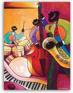 Art, in any of its forms, is generated by a person, or a group of talented yet usually ordinary people, that express, willingly or not, an opinion regarding present times. Canvas Art - Jazz Trio by African American Expressions