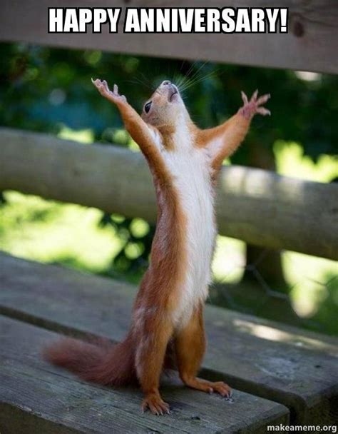 Wishing someone a happy work anniversary can be a little tricky. Image result for work anniversary meme | Happy squirrel ...