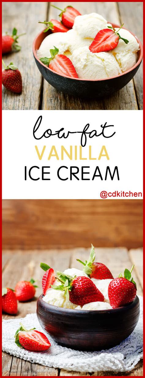 Low fat, almost sugar free ice cream recipe | cdkitchen.com. Low-Fat Vanilla Ice Cream Recipe | CDKitchen.com