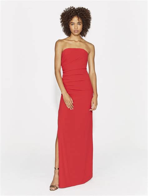 STRAPLESS RUCHED SIDE CREPE GOWN | Gowns, Strapless dress ...