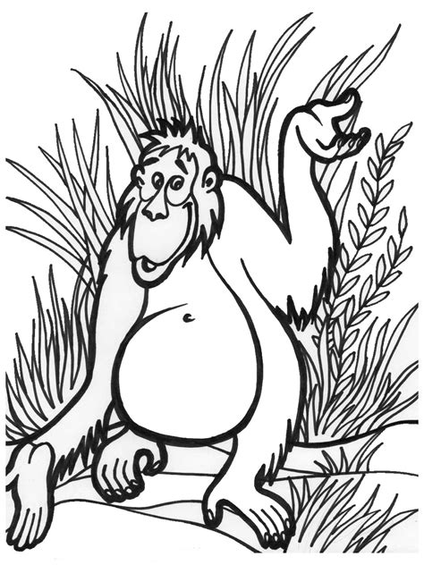Funny jungle book coloring page for children. Jungle animal coloring pages to download and print for free
