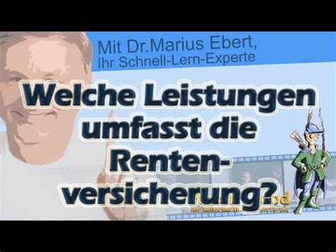 3:37 min | deutsche rentenversicherung / knappschaft bahn see. Welche Leistungen umfasst die Rentenversicherung? - YouTube