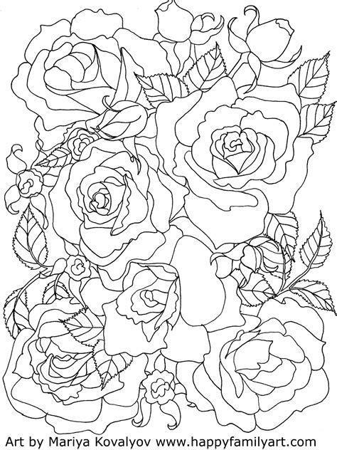 Coloring book best coloring realistic mermaid pages for. Roses - Happy Family Art