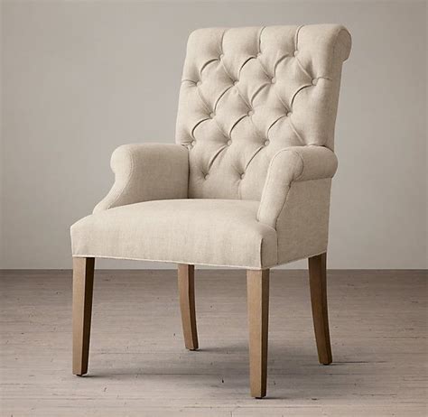 Rouen rolled back button tufting tan armless chair. Fabric Dining Chairs With Arms - redboth.com