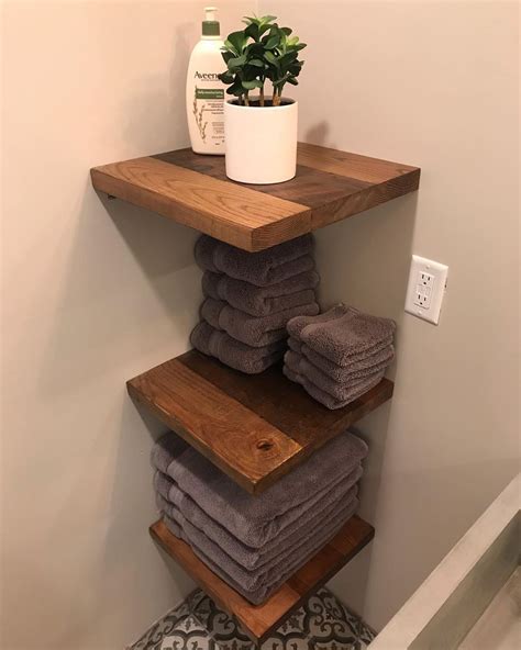 Bathroom floating corner shelves are very important to help organize and arrange items that are mostly used in the bathroom. Porter Barn Wood on Instagram: "Floating corner shelves ...