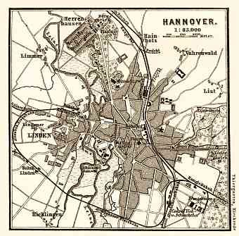 Check the map of hannover below. Historical map prints of Hanover (Hannover) in Germany for ...