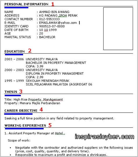 Cara untuk edit/kemaskini maklumat resume. Contoh Resume Bergambar Untuk Temuduga Spa