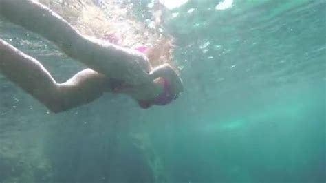 Cutest girls of russian federation are streaming this very minute! Woman in bikini swimming under water — Stock Video ...