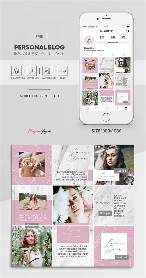Instagram banners ads psd template is a clean and unique design using the latest trendy material download instagram website template free psd. Personal Blog - Free Instagram PSD Puzzle | by ElegantFlyer