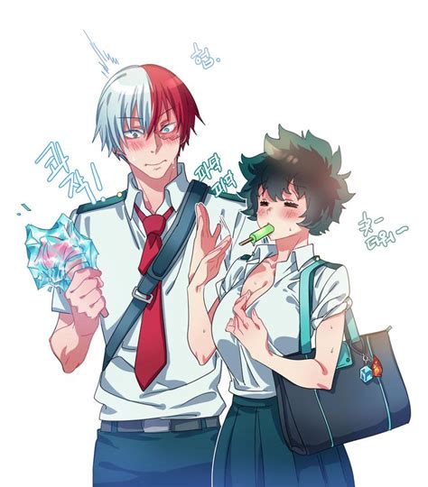 But damn the picture is so hot. Fem!Deku and Todoroki having ice cream. | My hero academia ...